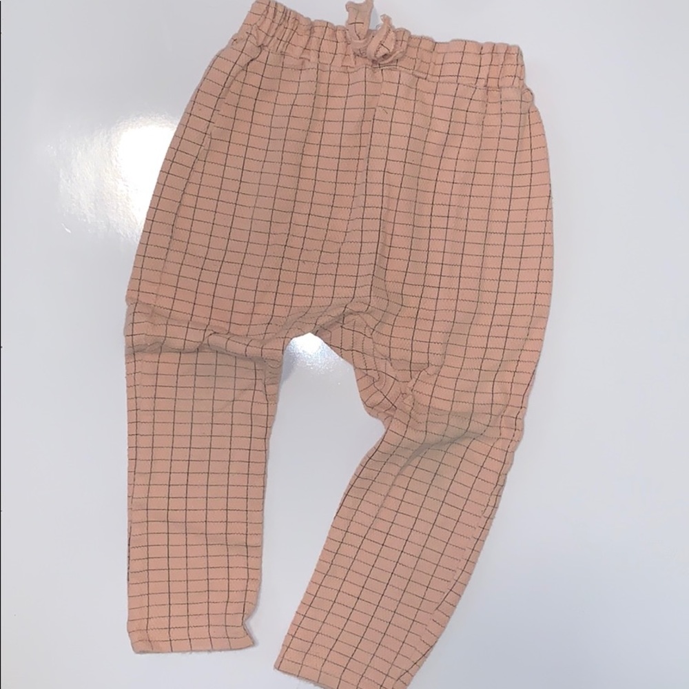 Zara baby blush color plaid pants 3-4 years